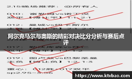阿尔克马尔与奥斯的精彩对决比分分析与赛后点评
